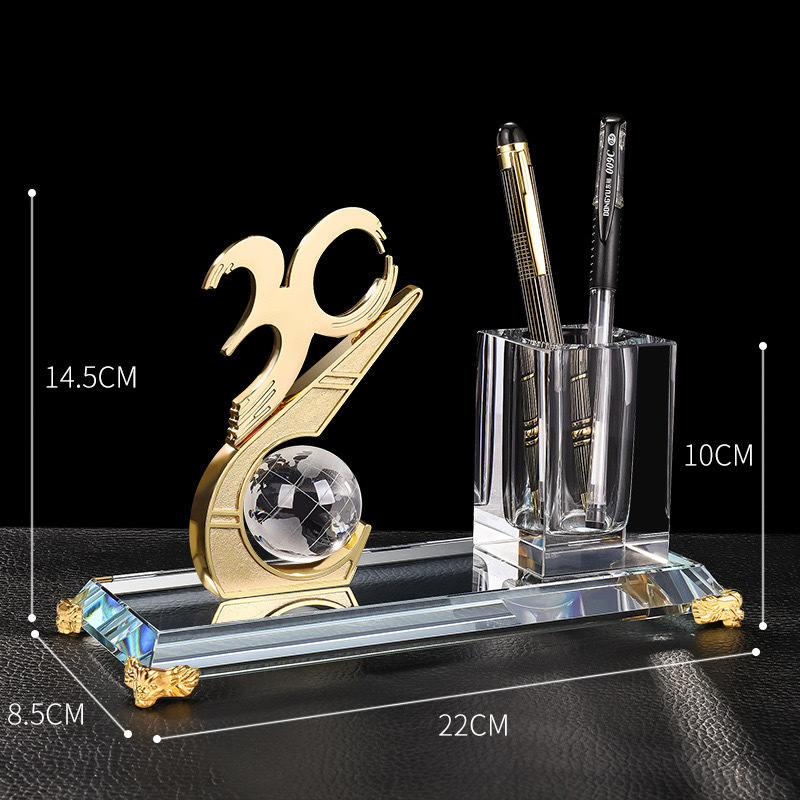 Number 10, 20 30 Years Anniversary Gift Crystal Pen Holder Set for Table Decoration MH-B0384