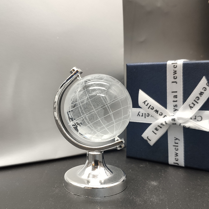 Glass Crystal Laser Earth Globe with Continent Wording on Golden Stand MH-Q0255