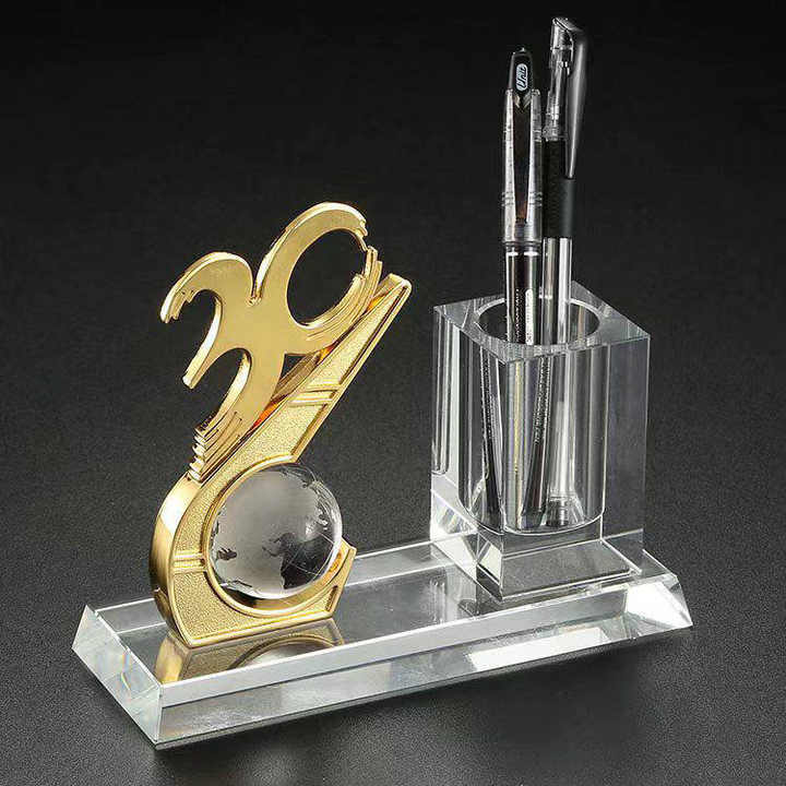 Number 10, 20 30 Years Anniversary Gift Crystal Pen Holder Set for Table Decoration MH-B0384