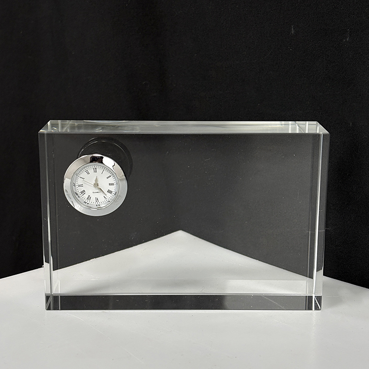 Optical Rectangle Glass Crystal Desk Clock MH-C0219