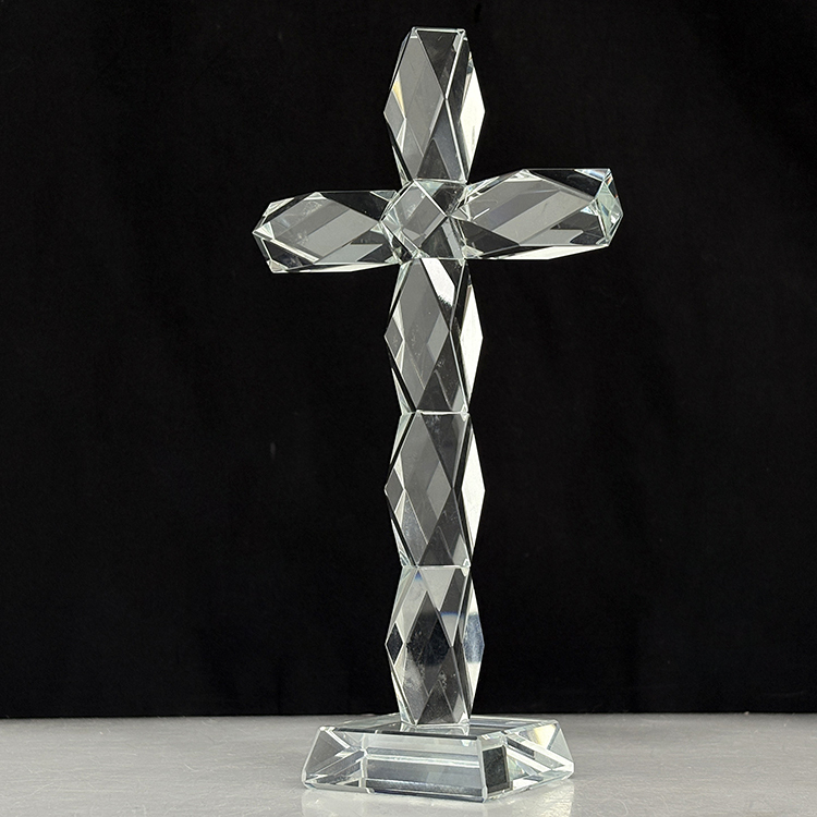 Standing Glass Crystal Cross Figurine MH-15561