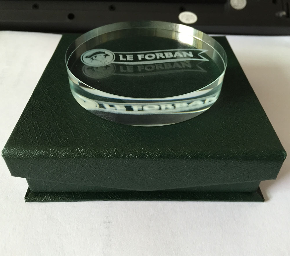 Custom Circular Shape Laser Glass Crystal Paperweight MH-F0519