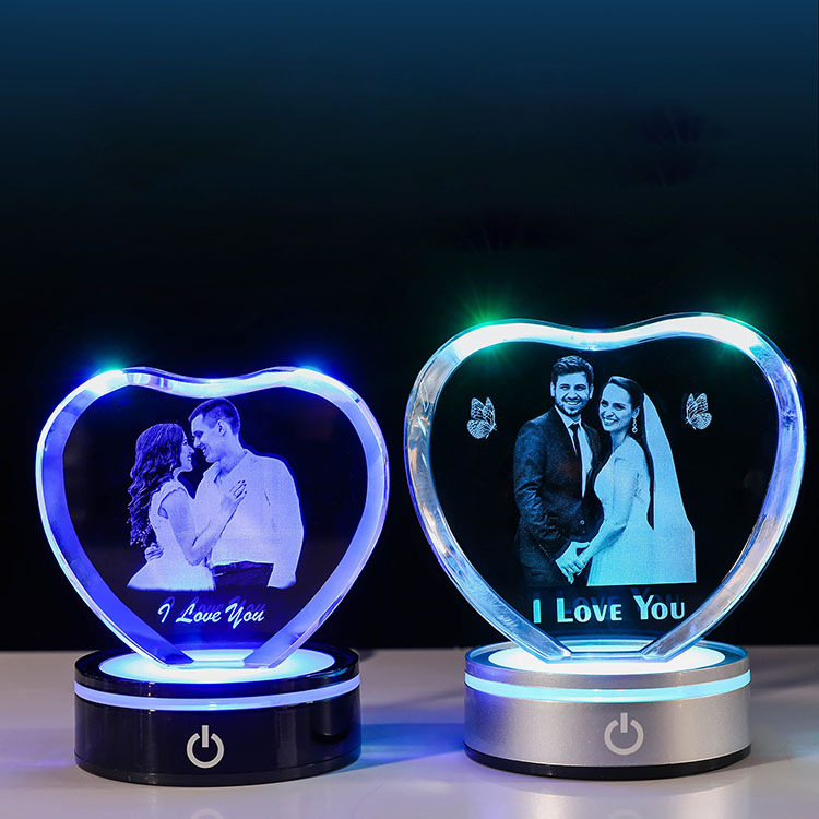 3d Laser Clear Glass Crystal Heart Anniversary Wedding Gift MH-F0512