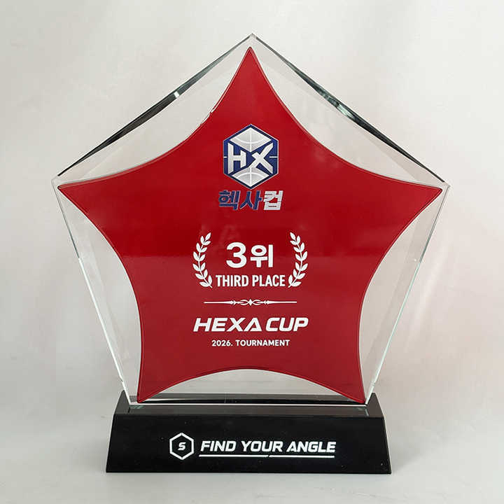 Red Star Optical Crystal Glass Trophy Plaque MH-LJ0628