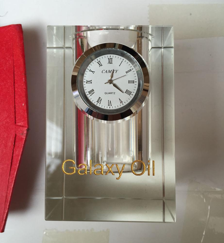 Clear Crystal Glass Pen Holder with Clock MH-B0333