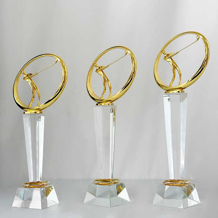 Gold Metal Golfer Crystal Golf Sports Trophy MH-LJ0615