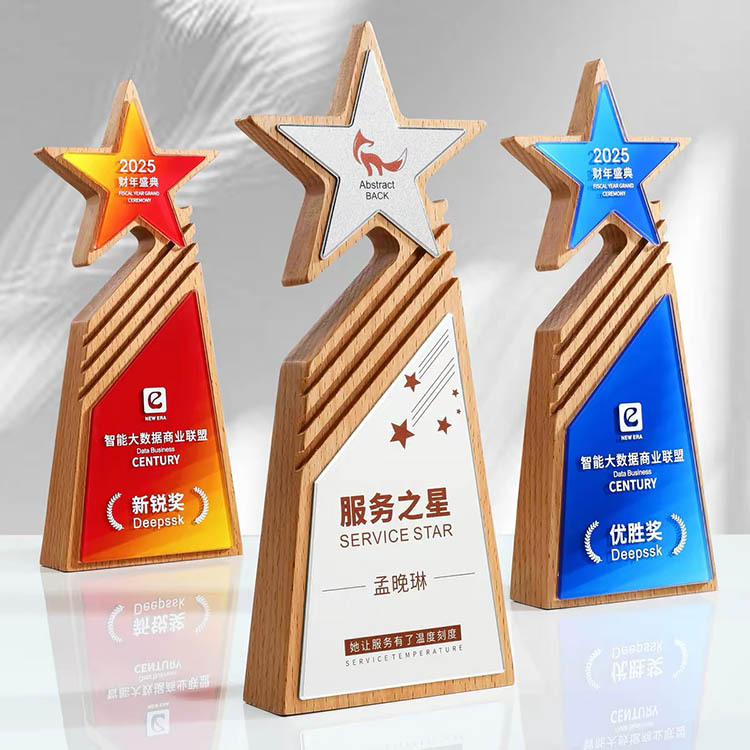 Personalized Crystal Star Wooden Plaque Crystal Trophy MH-FJ0050