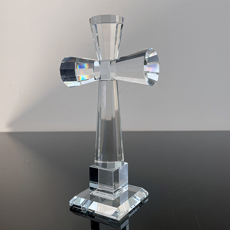 10x18.5cm Clear Crystal Glass Standing Cross MH-15556