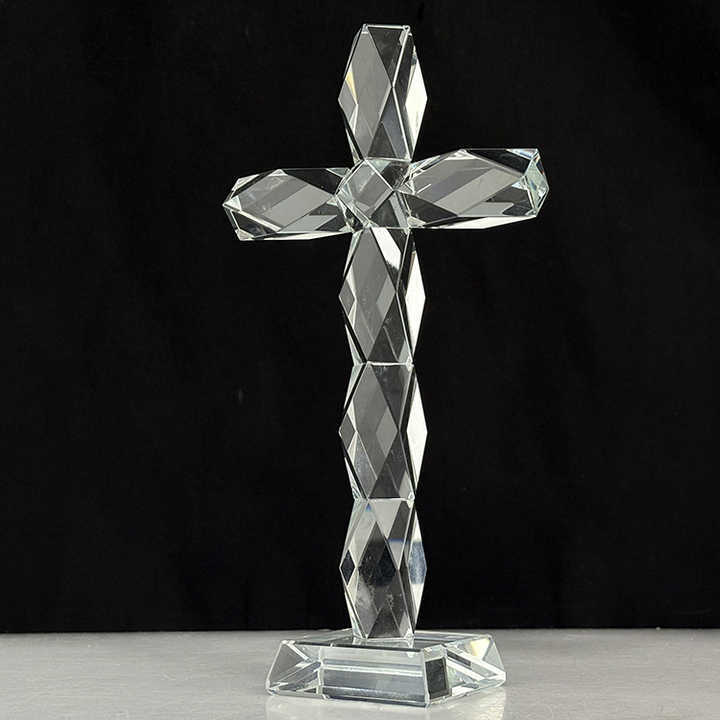 Standing Glass Crystal Cross Figurine MH-15561