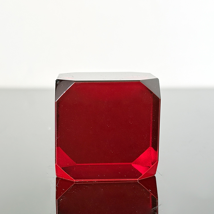Green Red Blue Crystal Cube Paperweight with Cutting Edge MH-F0635