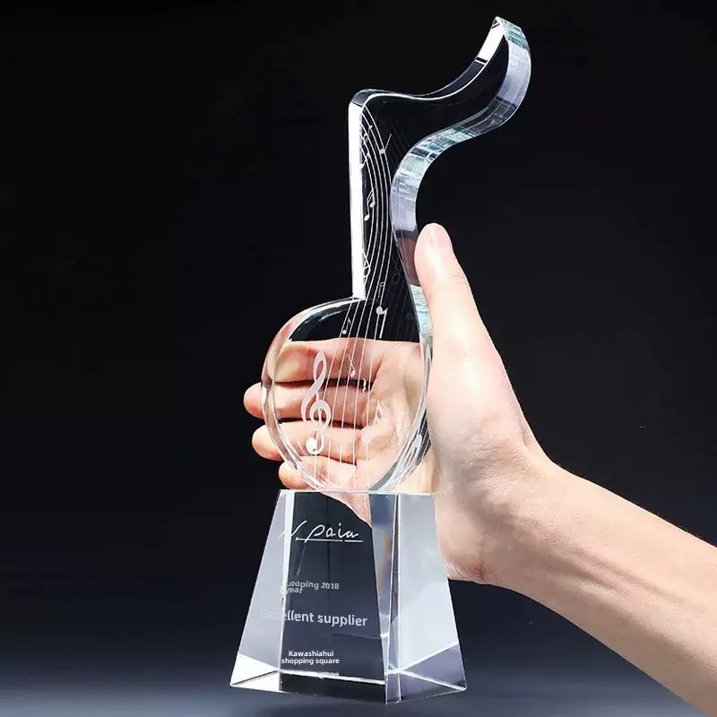 Personalized Clear Crystal Microphone Trophy Awards MH-FJ0045