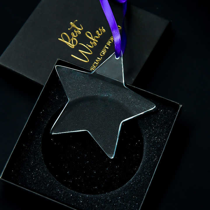 Hot Selling Wholesale Personalized logo Christmas Decorations Hanging K9 Little Star Christmas Tree Ornament for Decoration