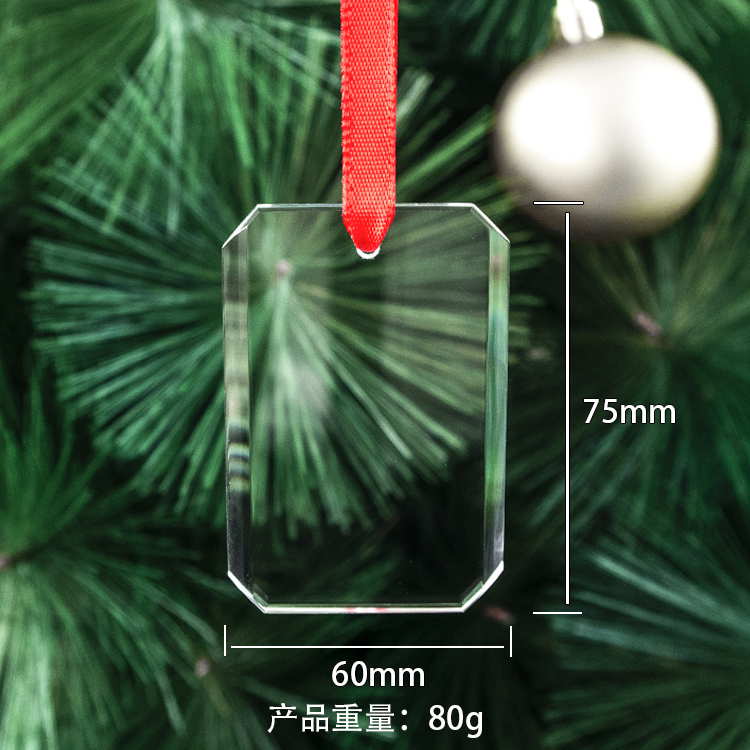 2026 Wholesale High Quality K9 Blank Crystal Ornament Christmas Rectangle Ornament Glass Customized Clear K9 Glass Ornament