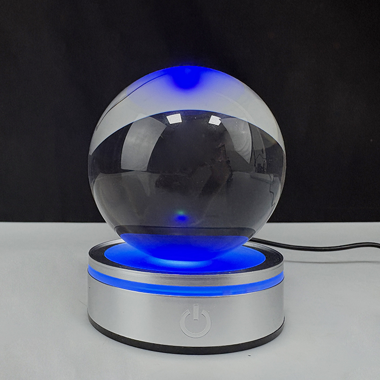 Light up Blank Crystal Ball with Silver Plastic Led Light Base