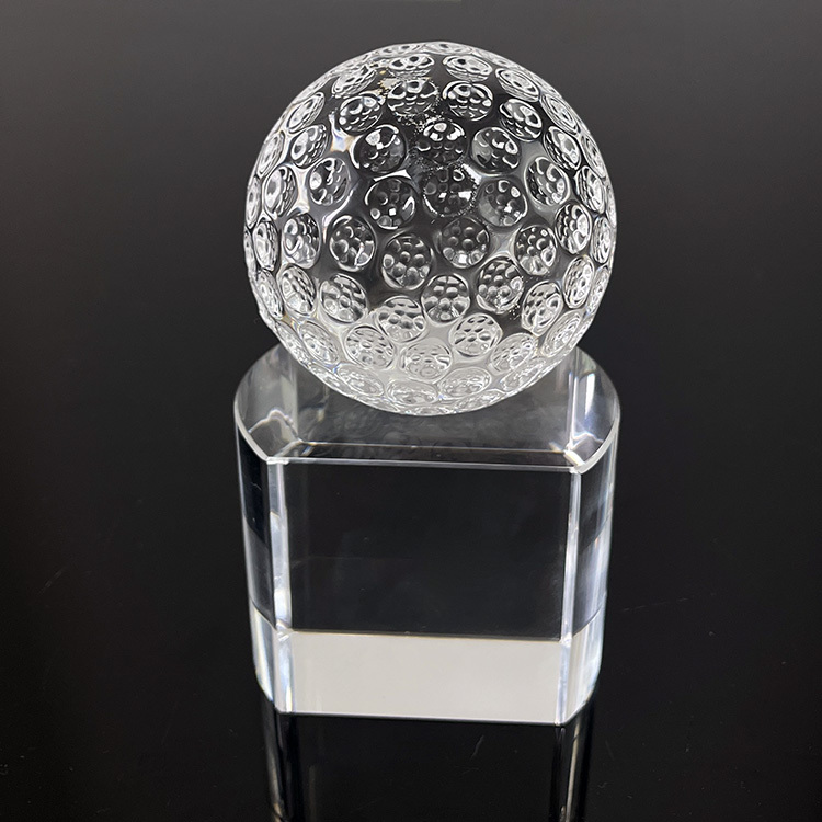 Crystal Glass Golf Ball Paperweight with Base MH-Q0270
