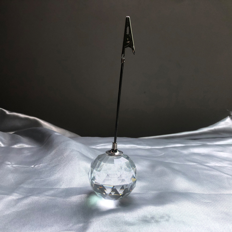 Cut Crystal Ball Photo Place Name Card Holder MH-B0374