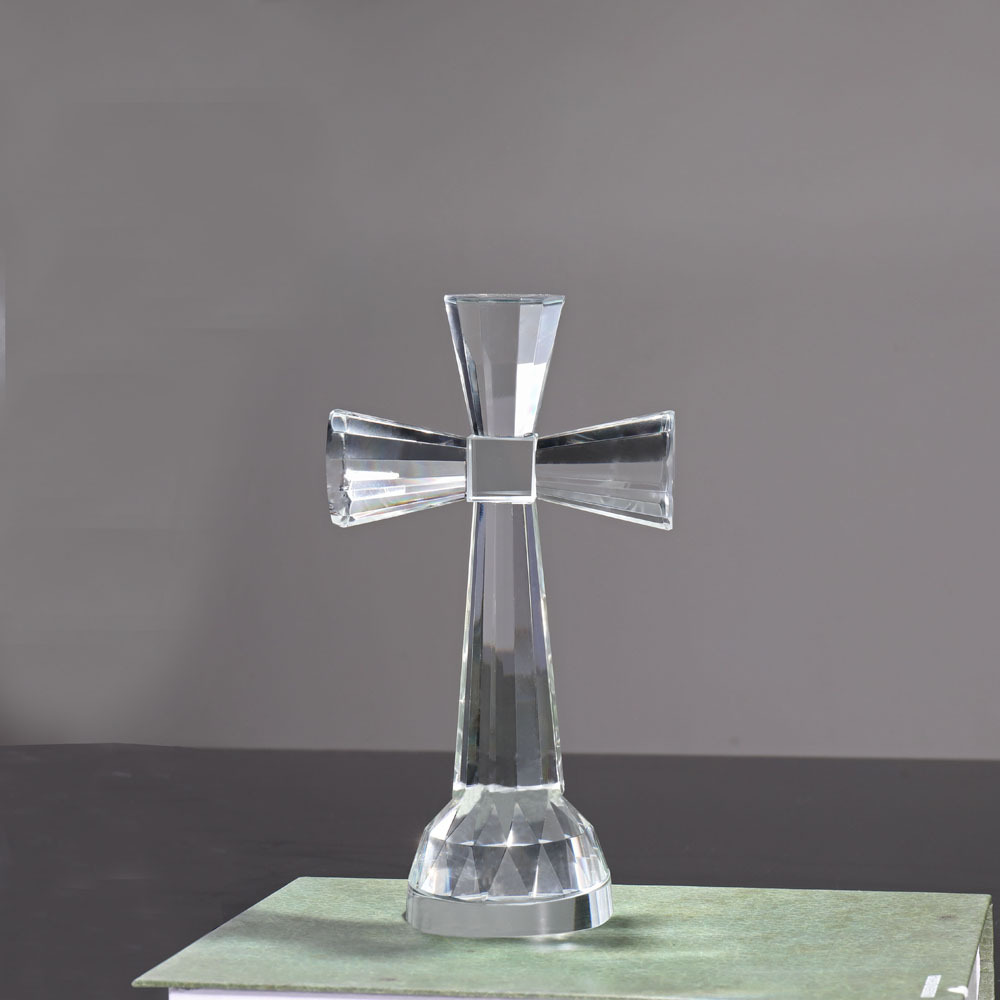 Clear Crystal Glass Standing Cross MH-15550
