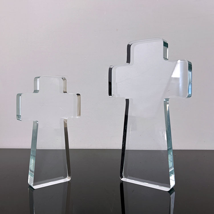 15cm 20cm Height Clear Crystal Glass Standing Cross MH-15559