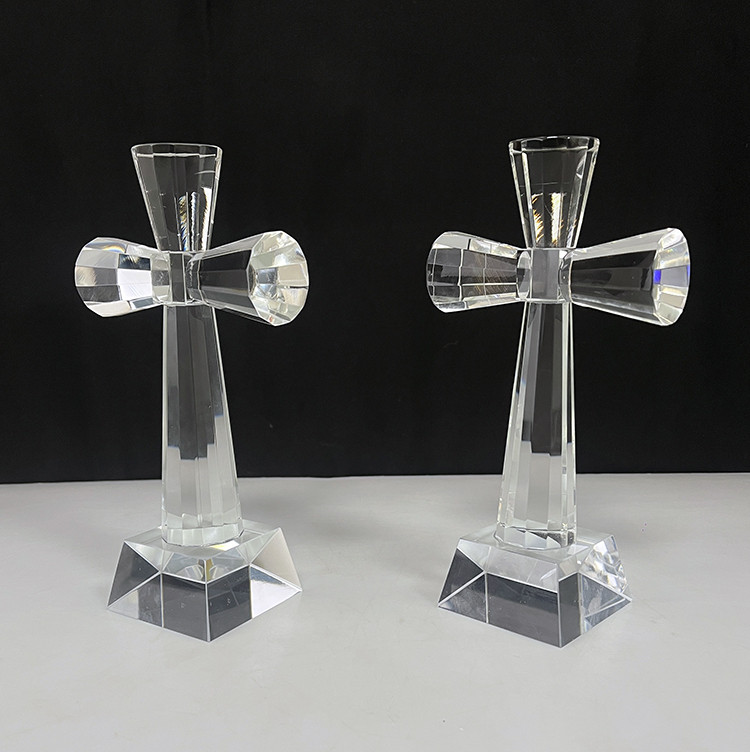 10x19cm Clear Crystal Glass Standing Cross MH-15554