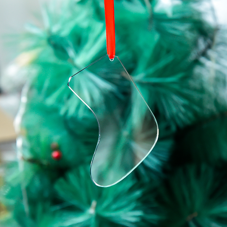 Factory Wholesale clear Hanging Tree Ornament Socks Shape with Custom logo Design As Crystal Glass Christmas Decorations