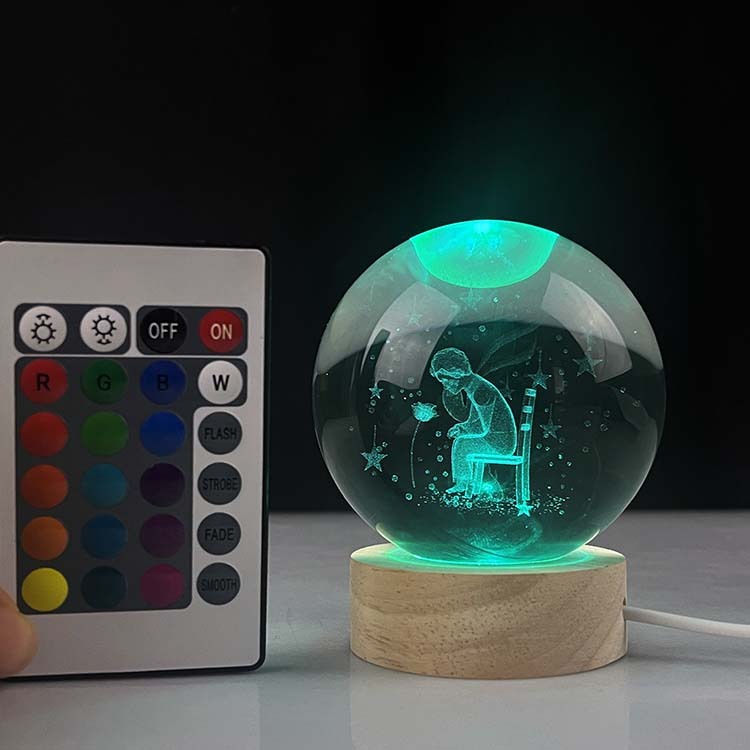 16 Colors 4 Light Modes Light Crystal Laser Bear Deer Milky Way Saturn Ball with Wooden Led Light Base with Remote MH-Q0263