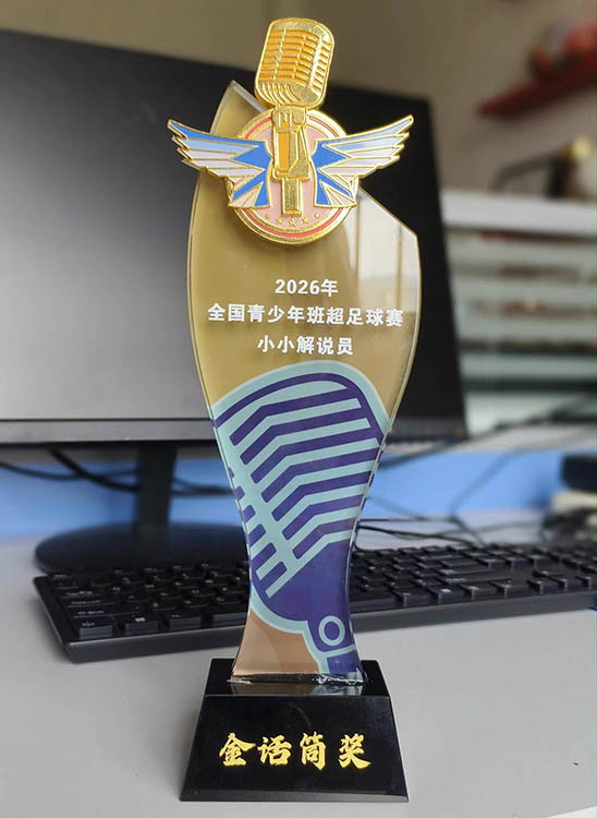 New Design Gold Metal microphone Music Crystal Glass Awards Trophy MH-FJ0047