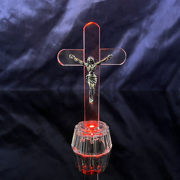 Metal Jesus Figurine on Crystal Crucifix Cross MH-15038