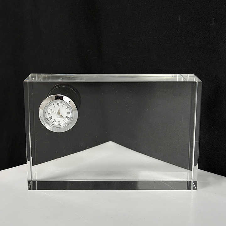 Optical Rectangle Glass Crystal Desk Clock MH-C0219