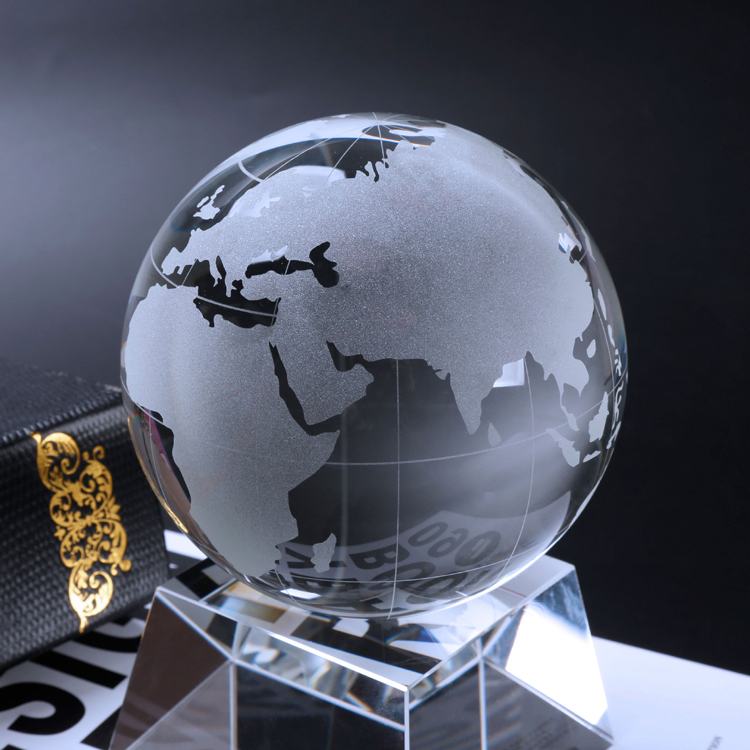 Glass World Crystal Globe on Pedestal Base MH-Q0229