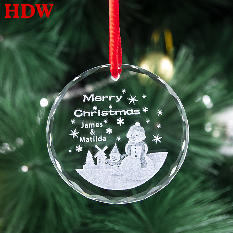Factory Wholesale Personalised Custom K9 Hanging Crystal Glass Christmas Decoration Ornaments with Name Customized