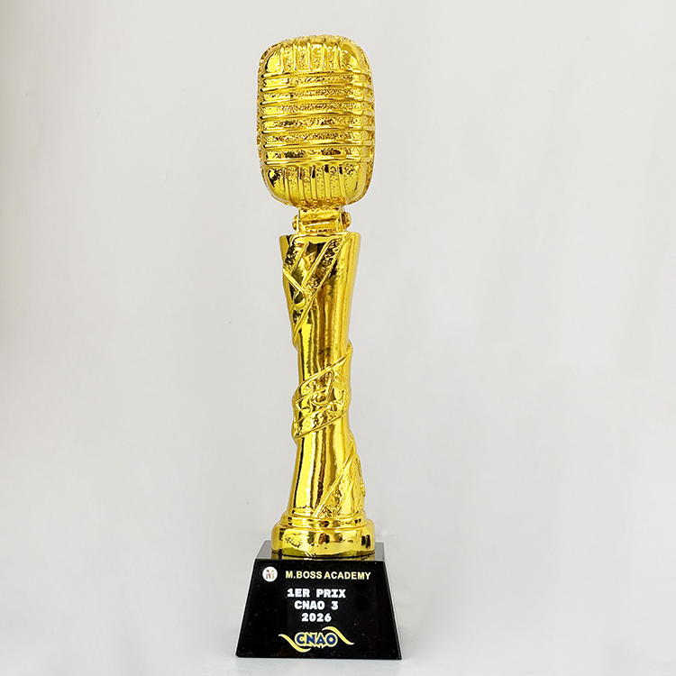Gold Silver Bronze Resin Microphone Music Awards Crystal Trophy Award MH-LJ0748