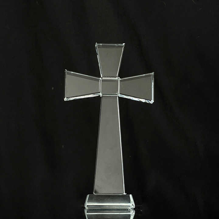 10x17.5cm Clear Crystal Glass Standing Cross MH-15562