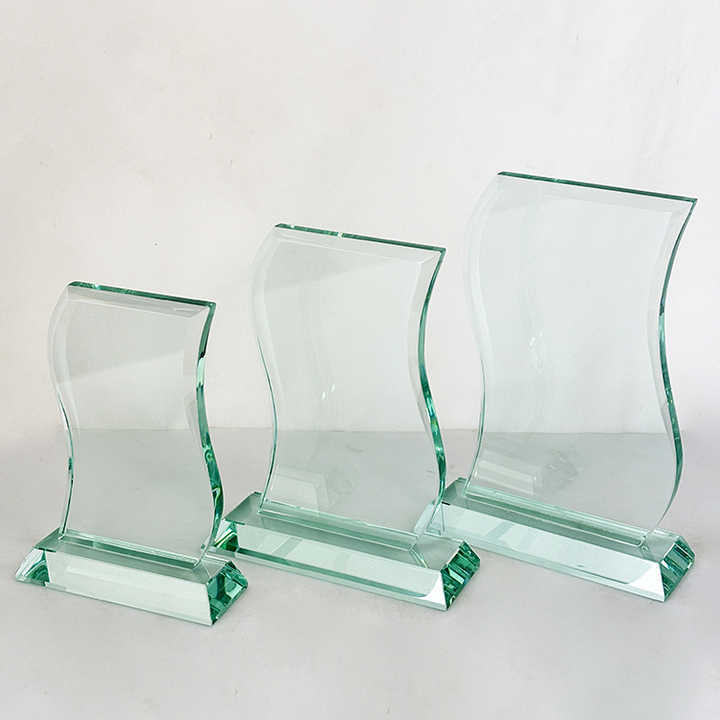 S Wave Shape Blank Jade Glass Awards Trophy MH-LJ0369