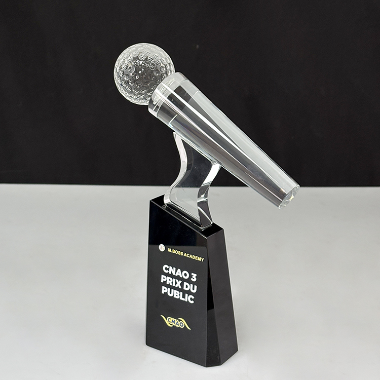 Personalized Crystal Microphone Trophy Awards with Black Base MH-LJ0750