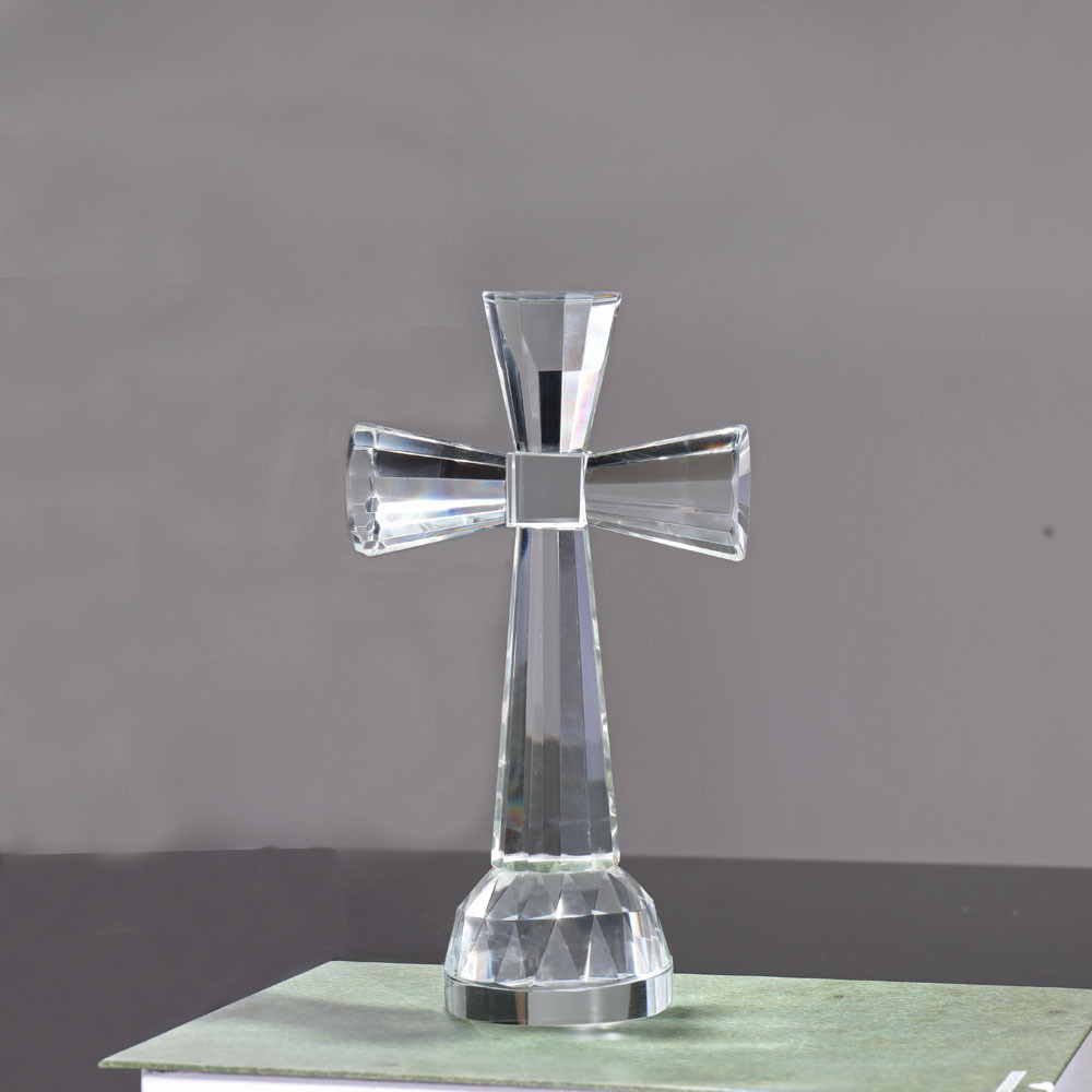 Clear Crystal Glass Standing Cross MH-15550