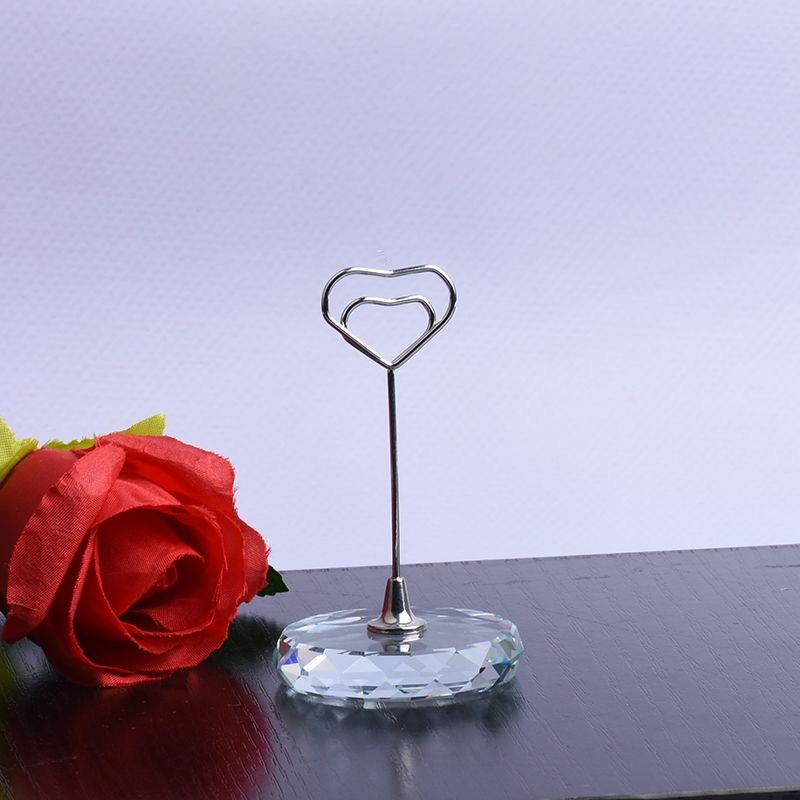 Crystal Glass Round Memo Clip Card Holder