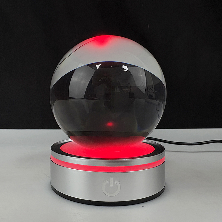 Light up Blank Crystal Ball with Silver Plastic Led Light Base