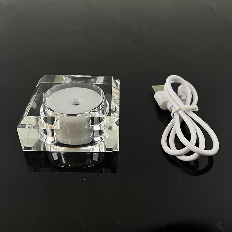 Rechargeable Clear Crystal square Base Led Light Base for Ball or Globe MH-Q0249