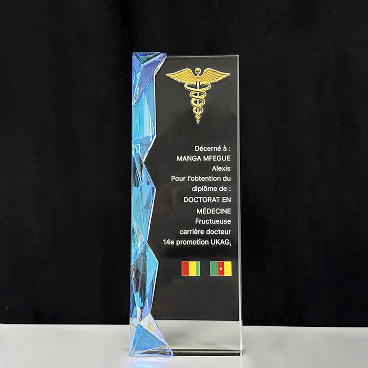 New Design Rainbow Diamond Clear Crystal Glass Awards Plaque Trophy MH-LJ0306