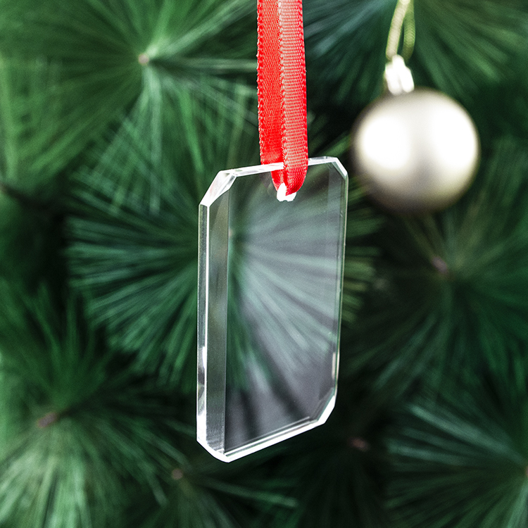 2026 Wholesale High Quality K9 Blank Crystal Ornament Christmas Rectangle Ornament Glass Customized Clear K9 Glass Ornament