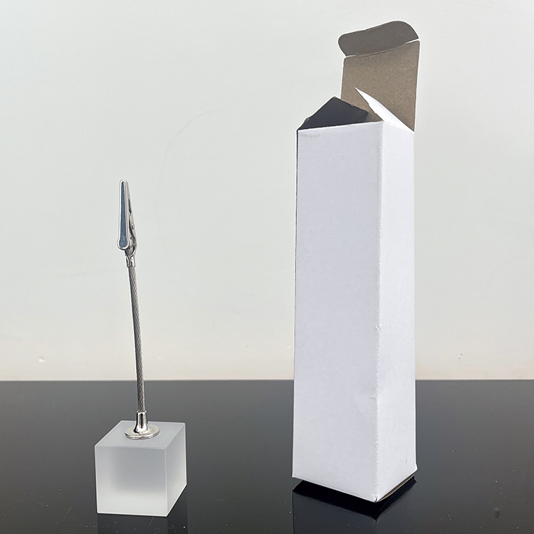 Frosted Crystal Glass Cube Memo Clip Card Holder MH-B0388