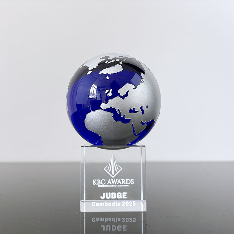 Blue Glass Crystal Glass Globe Paperweight MH-8138