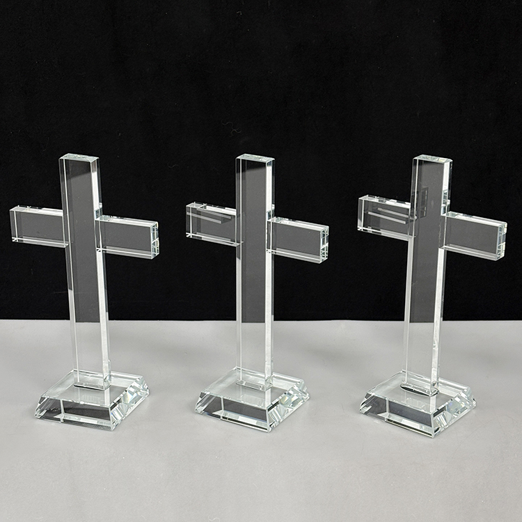 9x15.5cm Clear Crystal Glass Standing Cross MH-15560