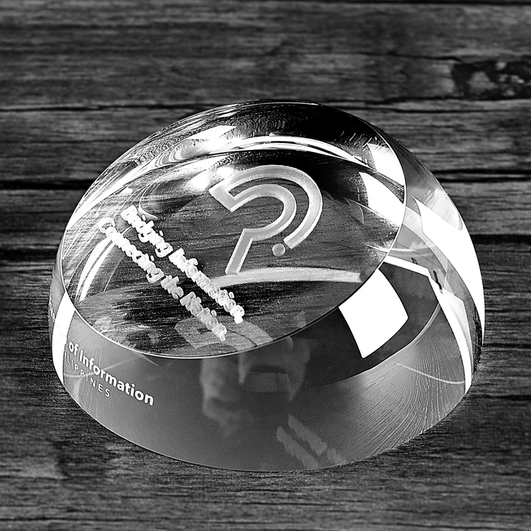 Crystal Dome Paperweight and Crystal Magnifier, 3 Inch Diameter Clear Paperweight
