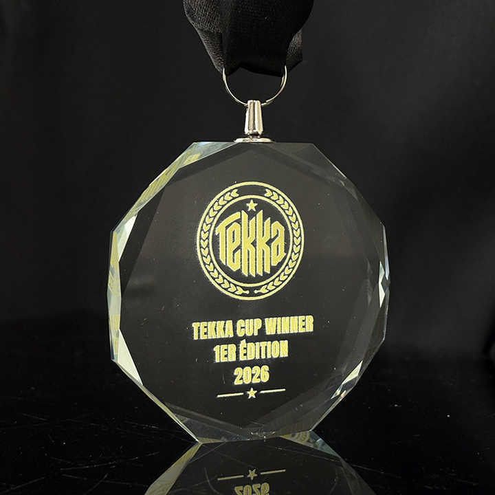 Personalized Crystal Glass Octagon Shaped Medallion Medal MH-LJ0661