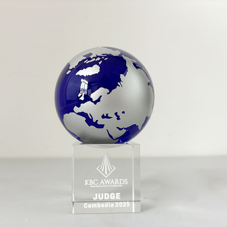 Blue Glass Crystal Glass Globe Paperweight MH-8138