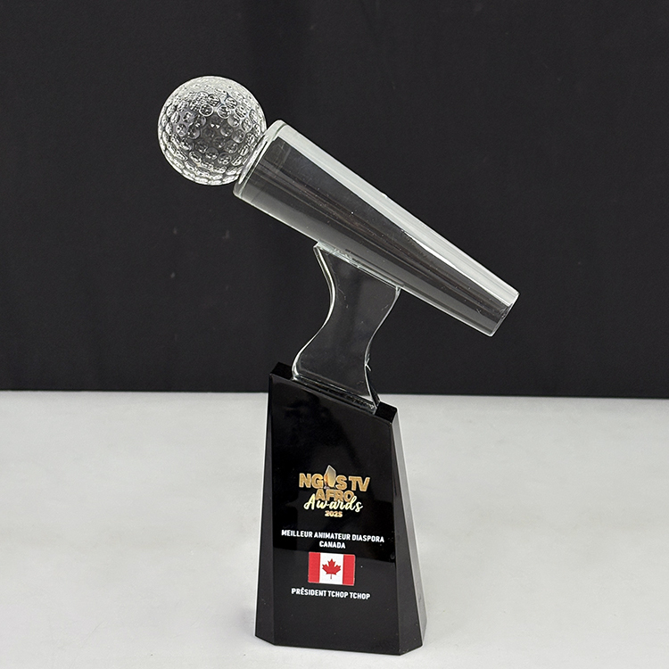 Personalized Crystal Microphone Trophy Awards with Black Base MH-LJ0750