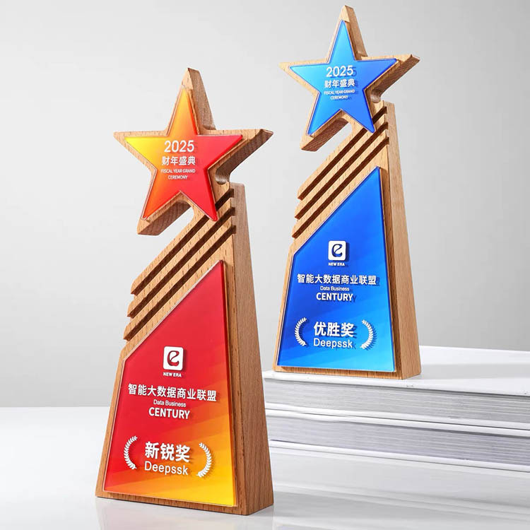 Personalized Crystal Star Wooden Plaque Crystal Trophy MH-FJ0050