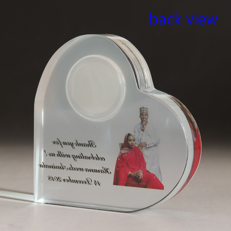 Personalized Full Color Printing Photo Heart Shaped Crystal Clock MH-C0206