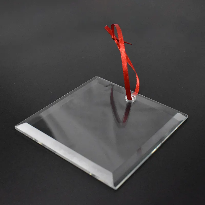 Wholesale Factory Custom logo Laser Uv Printing  Tree Ornament Cheap clear Crystal K9 Square Christmas Ornaments for Gifts